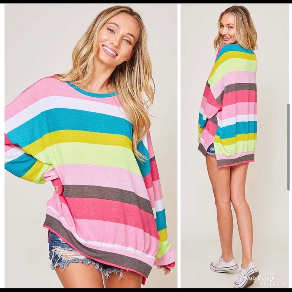 New! Soft knit multi stripe lightweight top - Picture 5 of 7